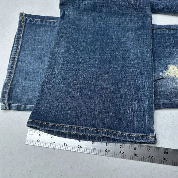 American Eagle Jeans Womens 12 Kick Boot Blue Denim Distress Grunge Western EUC - Picture 12 of 13